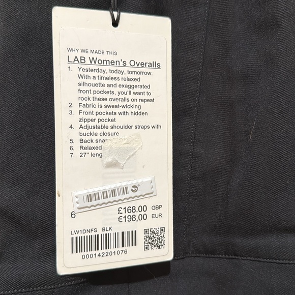 ❤️ Lululemon LAB Women’s Overalls Size 6 black NWT - Picture 5 of 8